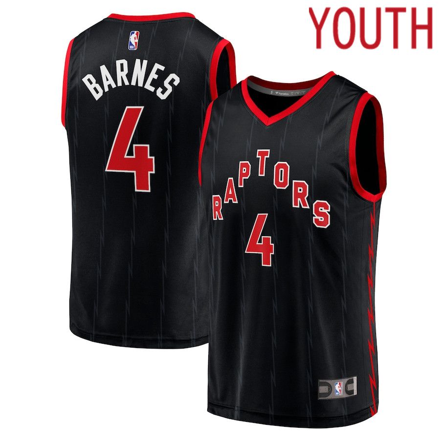 Youth Toronto Raptors 4 Scottie Barnes Fanatics Branded Black Fast Break Player NBA Jersey